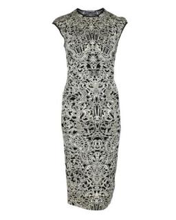 Alexander McQueen Black & White Baroque Intarsia Knit Dress