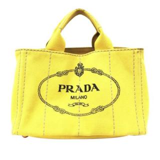Prada Yellow Canvas Canapa Logo Tote Bag