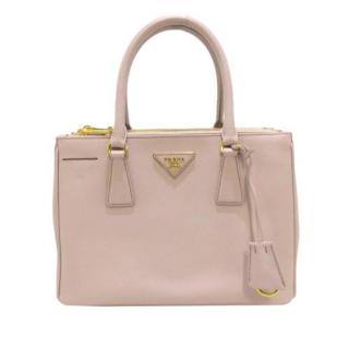 Prada Pink Saffiano Leather Lux Galleria Double Zip Bag
