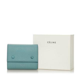 Celine Blue & White Leather Trifold Wallet