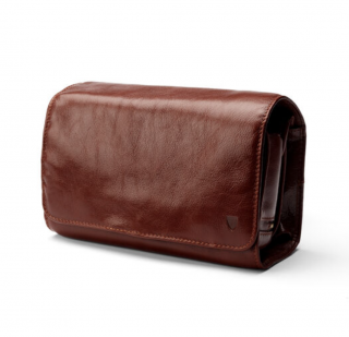 Aspinal of London Red Leather Hanging Wash Bag