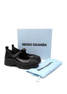 Nicole Saldana Nadia Black Leather Mary Jane Shoes