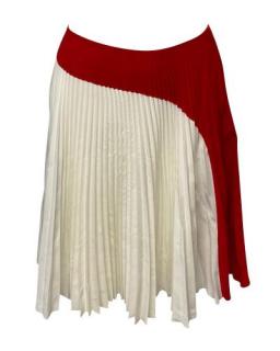 Prada Red & Ivory Wave Pleated Skirt