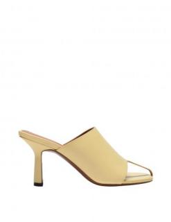 Neos Pale Yellow Jumel Cut-Out Toe Heeled Mules