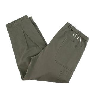 Valentino Khaki Cotton VLTN Cargo Trousers
