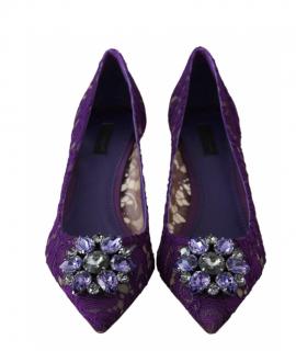 Dolce & Gabbana Purple Taormina Lace Heeled Pumps
