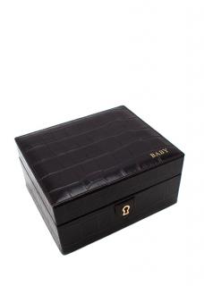 Aspinal of London Dark Brown Croc Leather Bijou Jewellery Box