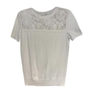 Erdem Ivory Fine Knit Silk Blend T-Shirt