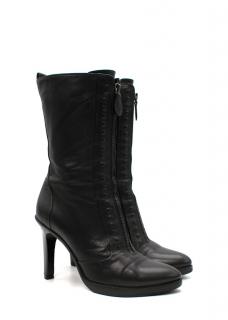 Bottega Veneta Black Leather Zip Heeled Boots