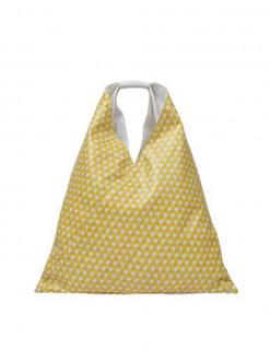 MM6 Yellow & White Basketweave Printed Canvas Tote