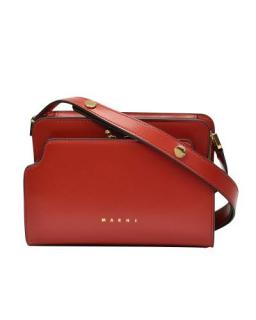 Marni Red Leather Mini Trunk Bag