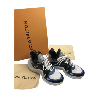 Louis Vuitton White & Blue Leather Archlight Trainers
