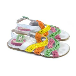 Mi Mi Sol Kids Silver and Multi Colour Embellished Sandals