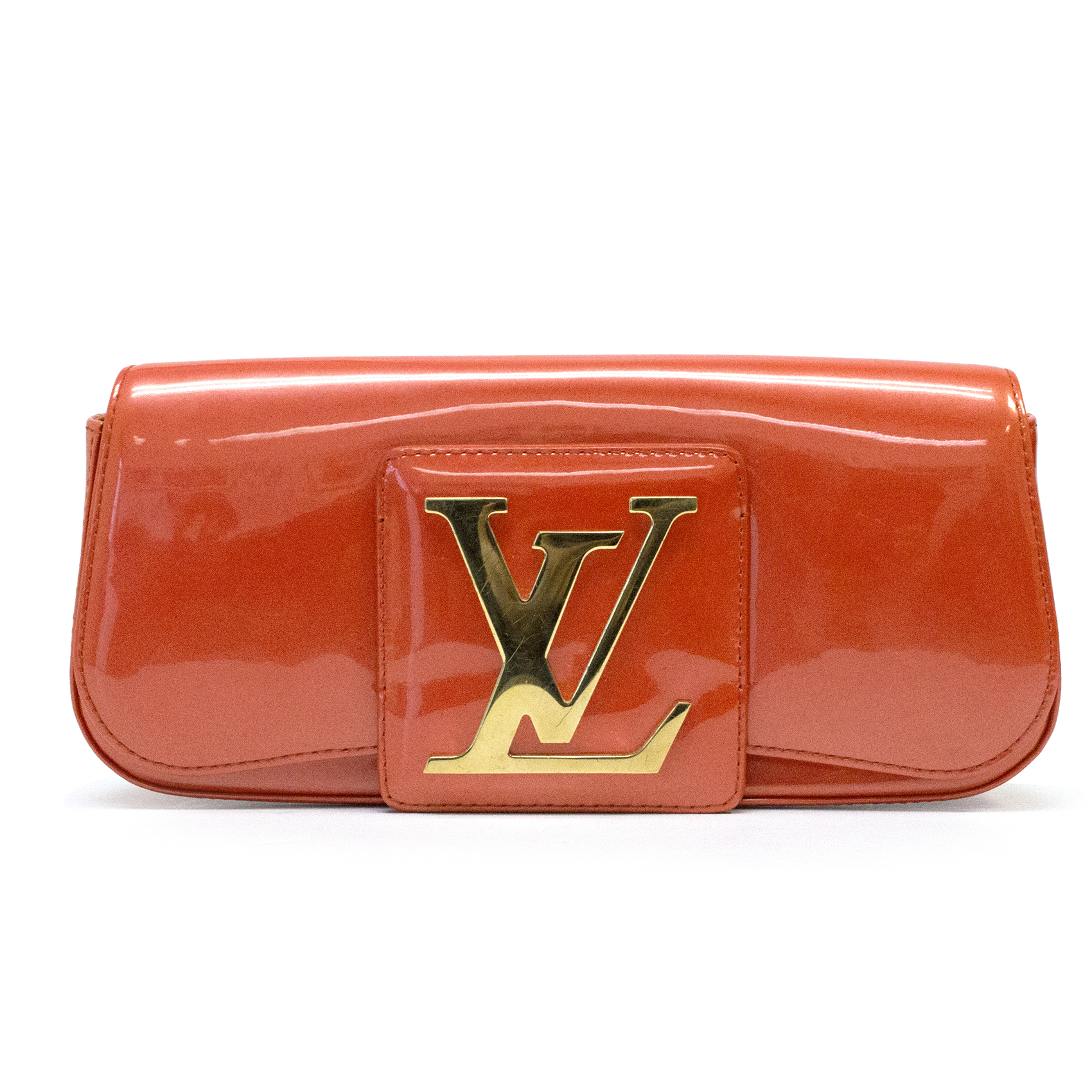 Louis Vuitton Orange Patent Leather Lv Initiales Clutch Bag | HEWI