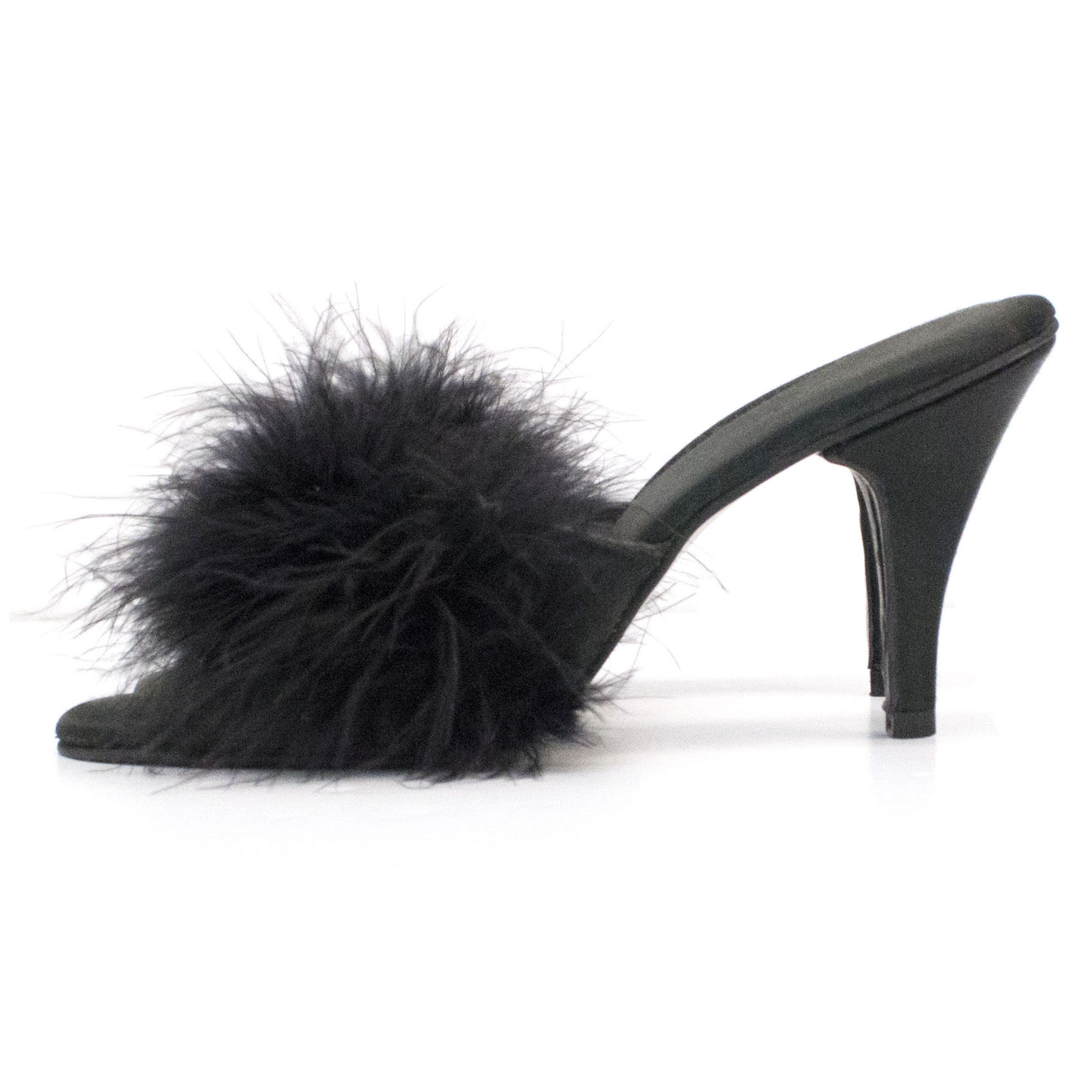 black marabou slippers