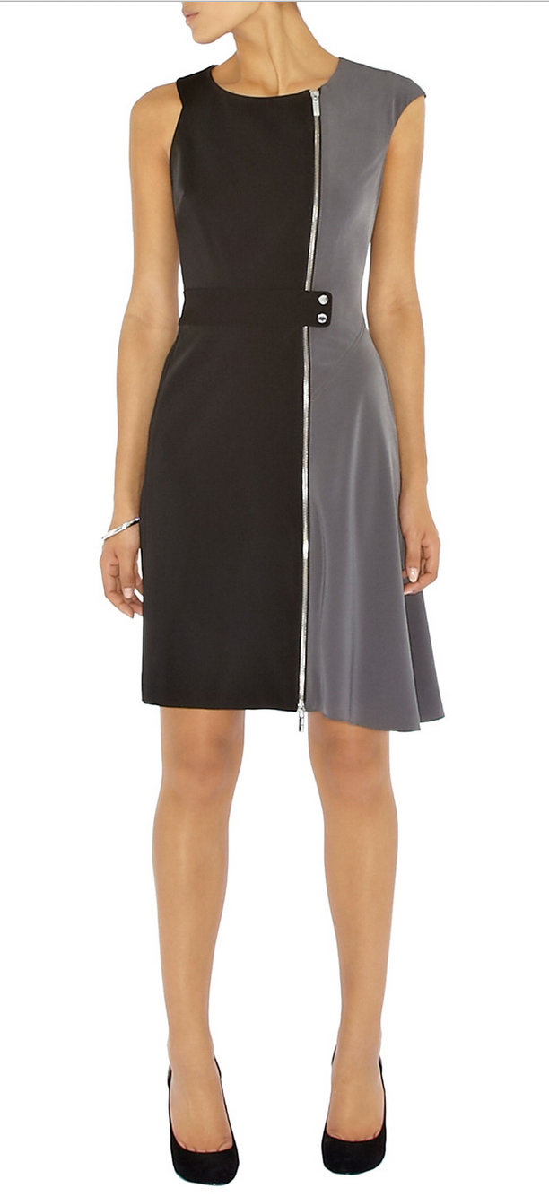 Karen Millen Black Grey Deconstructed Soft Draped Zip