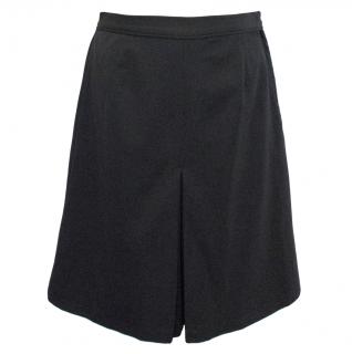 Raoul Knee Length Navy Blue Wool Skirt With Centre Pleating 