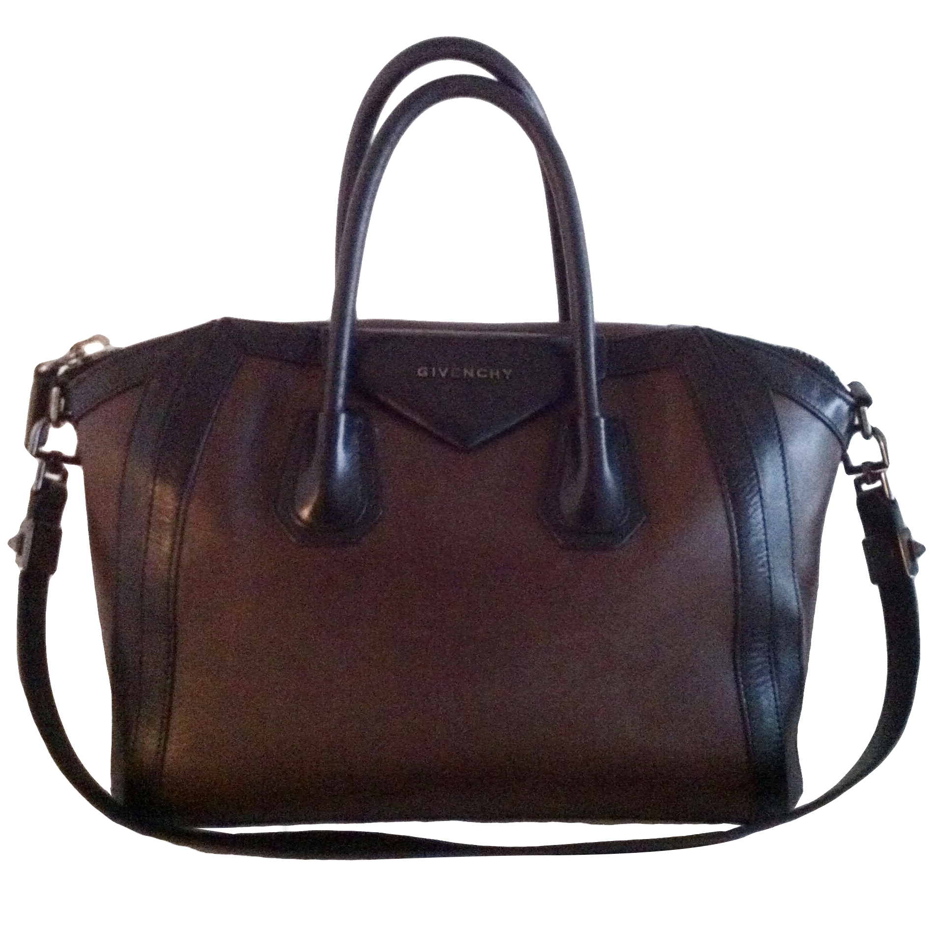 Givenchy Antigona Bicolor Black Brown Tote Medium Leather Bag | HEWI
