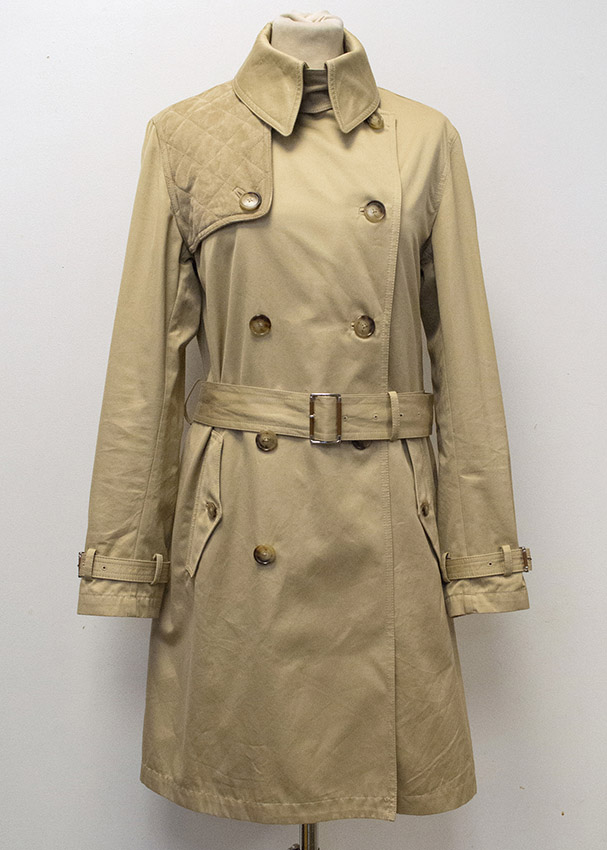 Ralph Lauren Beige Trench Coat With Suede Details | HEWI