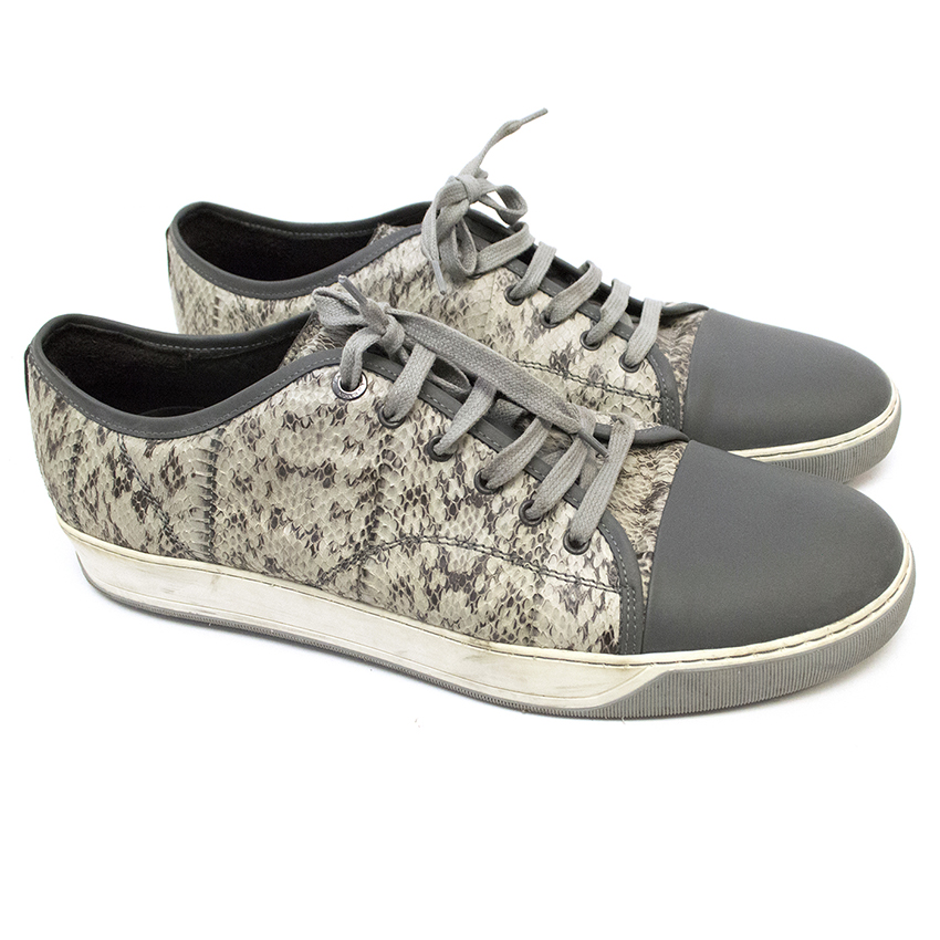 Lanvin Grey Snakeskin Sneakers | HEWI