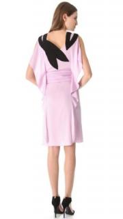 VIONNET Pale Pink Ruffled Shoulder Applique Silk Dress
