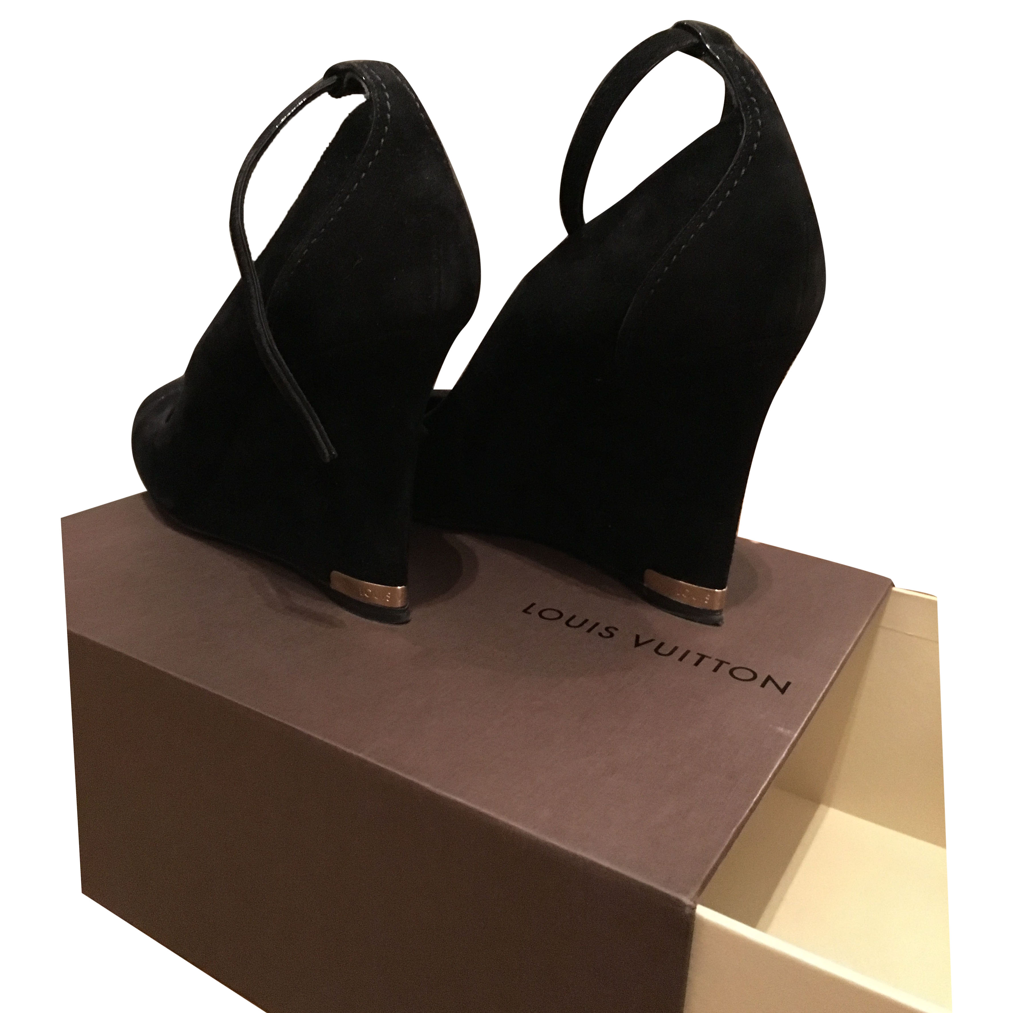 black suede wedges with ankle strap