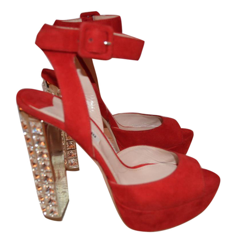 Miu Miu Diamond Heel Red Sandals070418 
