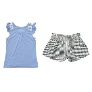  Marie Chantal gingham shorts and blue tunic