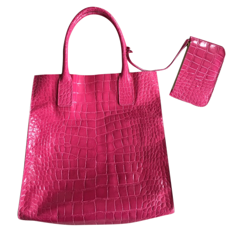 New Pink Aila Croc Embossed Bag | HEWI