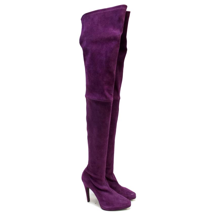 dark purple thigh high boots