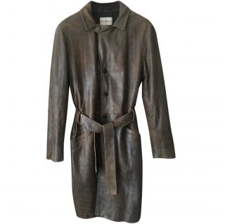 Emporio Armani Stone Washed Leather Trench Coat