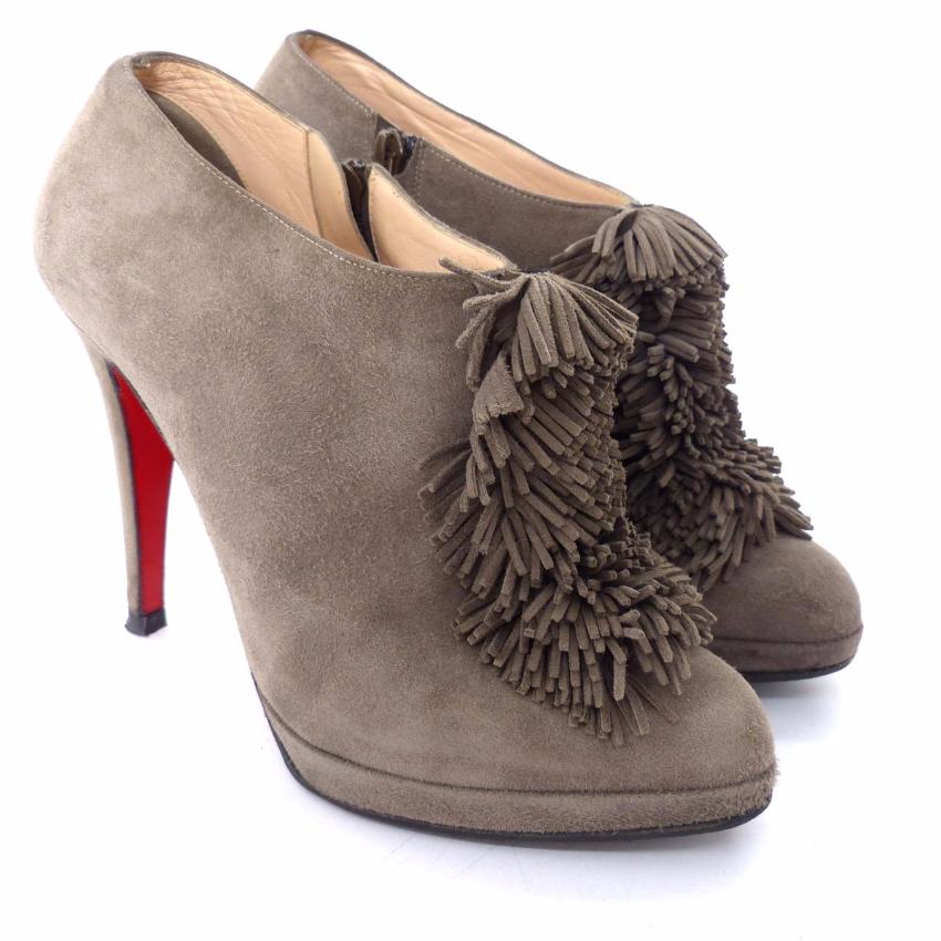 christian louboutin grey suede boots