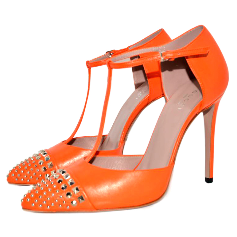 orange gucci heels