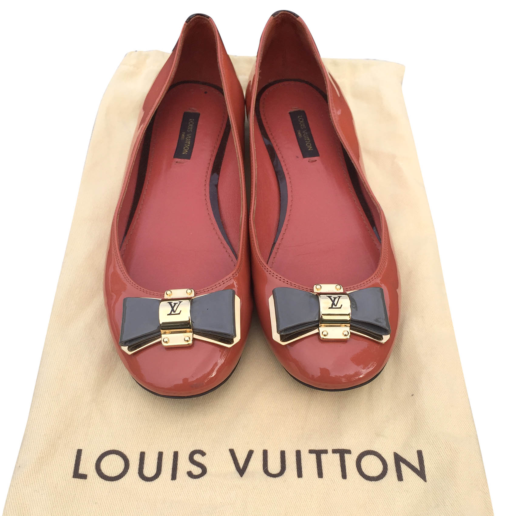 Louis Vuitton Ballet Flats Loafers Bow Patent Leather | HEWI London