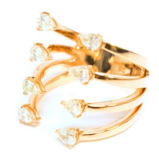  Bespoke Rose Gold Pear Shaped Diamond Stacked Ring