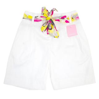 Escada White Girls Shorts with Tie Belt