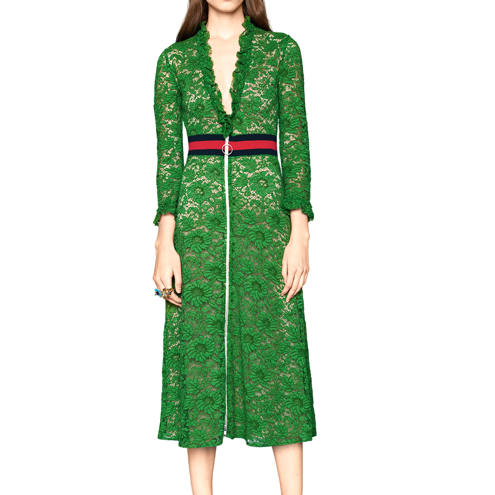 gucci green lace dress