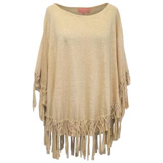  Manoush Beige Oversized Top With Tassels