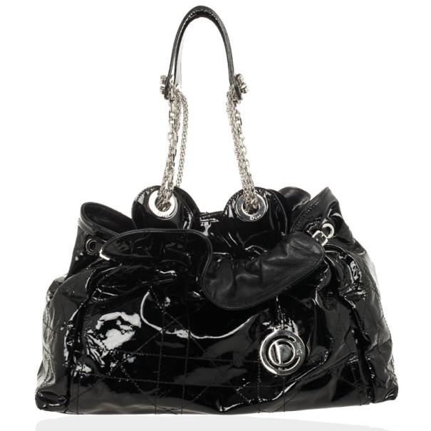 Christian Dior Chain Shoulder Tote Bag Handbag Patent Leather | HEWI London