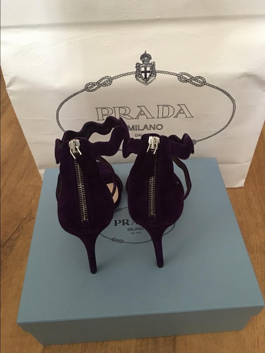 prada gold scalloped heels